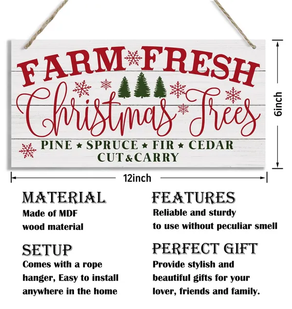 White_Christmas_Decor,_Decorative_Wood_Hanging_Wood_Plaque,_Christmas_Tree_Decor,_Door_Hanger_Indoor_Outdoor,_Hanging_Plaque_|_For_Home_Farmhouse,_Rustic_Wooden_Holiday_Decor,_Christmas_Wall_Decor_With_Rope