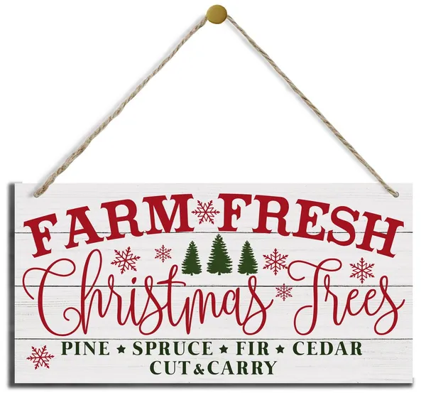 White_Christmas_Decor,_Decorative_Wood_Hanging_Wood_Plaque,_Christmas_Tree_Decor,_Door_Hanger_Indoor_Outdoor,_Hanging_Plaque_|_For_Home_Farmhouse,_Rustic_Wooden_Holiday_Decor,_Christmas_Wall_Decor_With_Rope