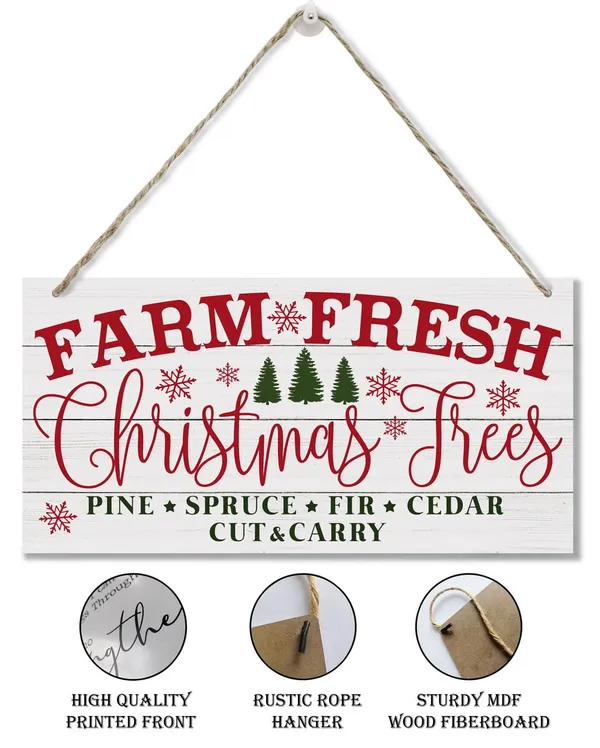 White_Christmas_Decor,_Decorative_Wood_Hanging_Wood_Plaque,_Christmas_Tree_Decor,_Door_Hanger_Indoor_Outdoor,_Hanging_Plaque_|_For_Home_Farmhouse,_Rustic_Wooden_Holiday_Decor,_Christmas_Wall_Decor_With_Rope