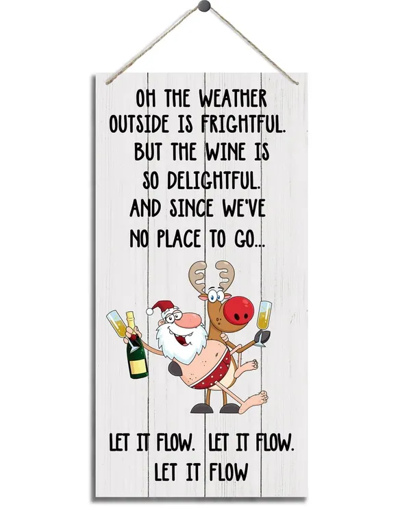 White_Kitchen_Decor,_Decorative_Wood_Hanging_Wood_Plaque,_Funny_Home_Decor_|_For_Christmas_Holiday,_Party_Decoration_Ornament,_Rustic_Wooden_Holiday_Decor,_Door_Hanger,_Christmas_Wall_Decor_With_Rope