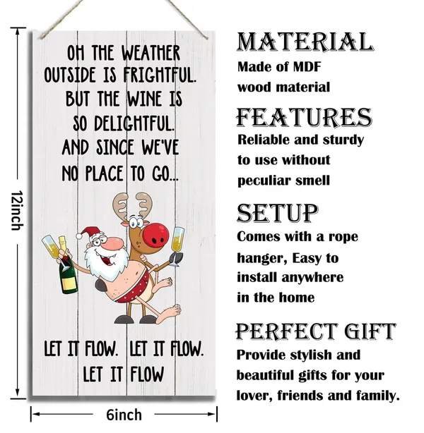 White_Kitchen_Decor,_Decorative_Wood_Hanging_Wood_Plaque,_Funny_Home_Decor_|_For_Christmas_Holiday,_Party_Decoration_Ornament,_Rustic_Wooden_Holiday_Decor,_Door_Hanger,_Christmas_Wall_Decor_With_Rope