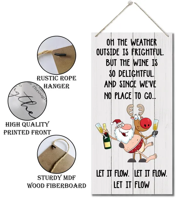 White_Kitchen_Decor,_Decorative_Wood_Hanging_Wood_Plaque,_Funny_Home_Decor_|_For_Christmas_Holiday,_Party_Decoration_Ornament,_Rustic_Wooden_Holiday_Decor,_Door_Hanger,_Christmas_Wall_Decor_With_Rope