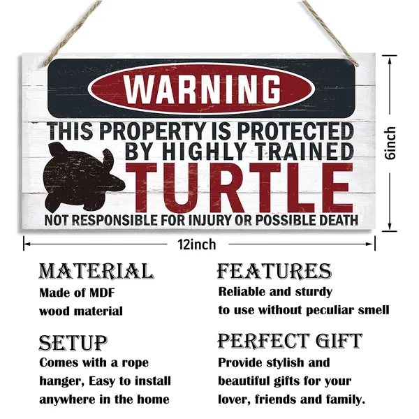Multicolor_Funny_Warning_Signs,_The_Property_Is_Protected_By_Highly_Trained_Turtle_Sign,_Decorative_Wood_Hanging_Wood_Plaque,_House_Door_Sign,_Farmhouse_Wall_Decor_|_For_Home_Office,_Indoor/Outdoor_Use
