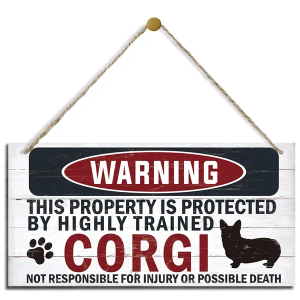 Multicolor_Funny_Warning_Signs,_The_Property_Is_Protected_By_Highly_Trained_Corgi_Sign,_Decorative_Wood_Hanging_Wood_Plaque,_Corgi_Wall_Decor,_Corgi_Owner_Home_Decor,_Door_Gate_Hanger,_Front_Door_Porch_Sign
