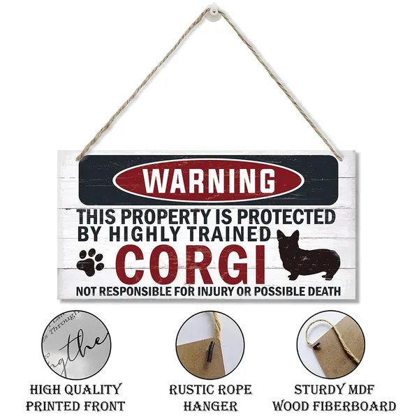 Multicolor_Funny_Warning_Signs,_The_Property_Is_Protected_By_Highly_Trained_Corgi_Sign,_Decorative_Wood_Hanging_Wood_Plaque,_Corgi_Wall_Decor,_Corgi_Owner_Home_Decor,_Door_Gate_Hanger,_Front_Door_Porch_Sign