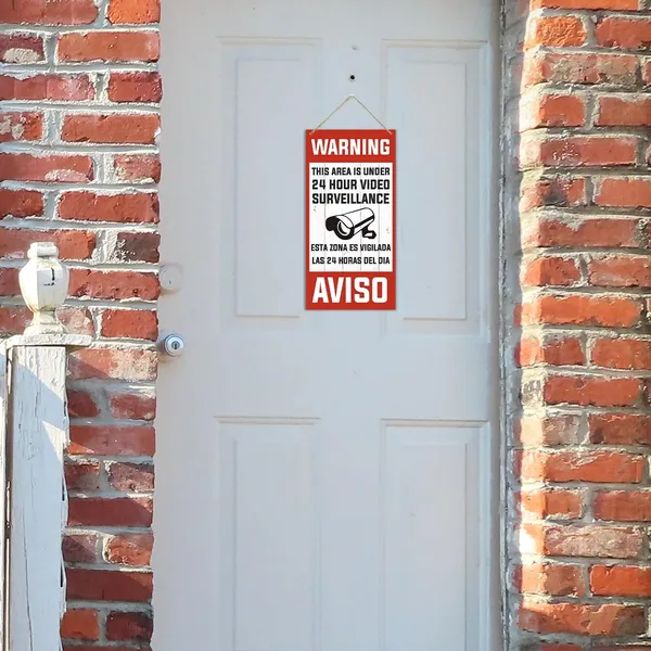 Multicolor_Warning_Signs,_This_Area_Is_Under_24_Hour_Video_Surveillance,_Decorative_Wood_Hanging_Wood_Plaque,_Warning_Hanging_Plaque_|_For_Home_Or_Business_Use,_Rustic_Door_Gate_Hanger,_Wall_Decor_Art