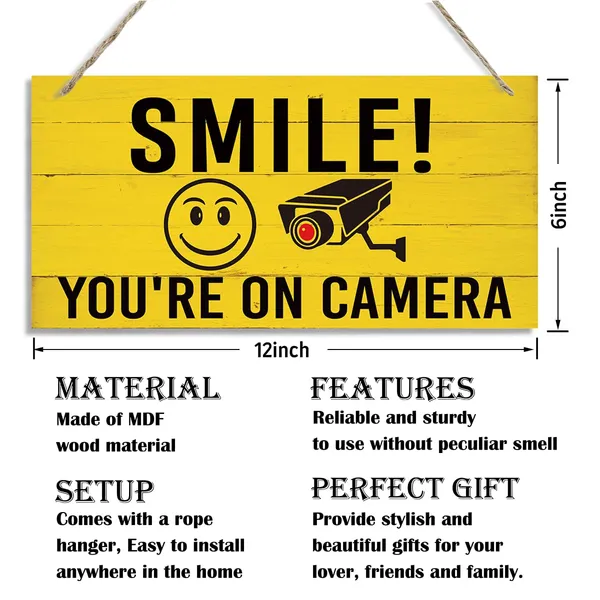 Multicolor_Warning_Signs,_You_Are_On_Camera_Sign,_Decorative_Wood_Hanging_Wood_Plaque,_Funny_Video_Surveillance_Signs_|_For_Indoor_Outdoor,_Rustic_Door_Sign,_Farmhouse_Wooden_Wall_Sign,_Home_Office_Decor