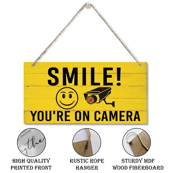 Multicolor_Warning_Signs,_You_Are_On_Camera_Sign,_Decorative_Wood_Hanging_Wood_Plaque,_Funny_Video_Surveillance_Signs_|_For_Indoor_Outdoor,_Rustic_Door_Sign,_Farmhouse_Wooden_Wall_Sign,_Home_Office_Decor