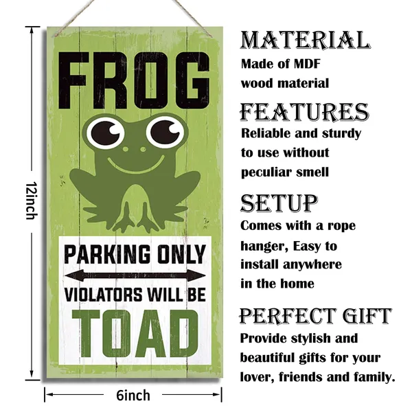 White_Frog_Parking_Signs,_Violators_Will_Be_Toad_Sign,_Decorative_Wood_Hanging_Wood_Plaque,_Cute_Frog_Wall_Decor,_Courtyard_Decor,_Farmhouse_Home_Cafe_Bar_Decor,_Frog_Wood_Sign_|_For_Outdoor_&_Indoor_Use