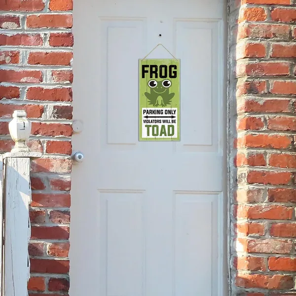 White_Frog_Parking_Signs,_Violators_Will_Be_Toad_Sign,_Decorative_Wood_Hanging_Wood_Plaque,_Cute_Frog_Wall_Decor,_Courtyard_Decor,_Farmhouse_Home_Cafe_Bar_Decor,_Frog_Wood_Sign_|_For_Outdoor_&_Indoor_Use