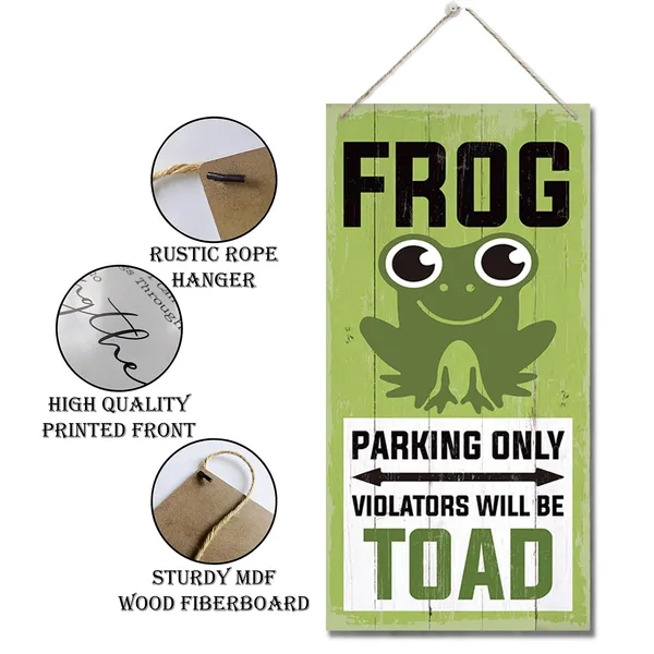 White_Frog_Parking_Signs,_Violators_Will_Be_Toad_Sign,_Decorative_Wood_Hanging_Wood_Plaque,_Cute_Frog_Wall_Decor,_Courtyard_Decor,_Farmhouse_Home_Cafe_Bar_Decor,_Frog_Wood_Sign_|_For_Outdoor_&_Indoor_Use