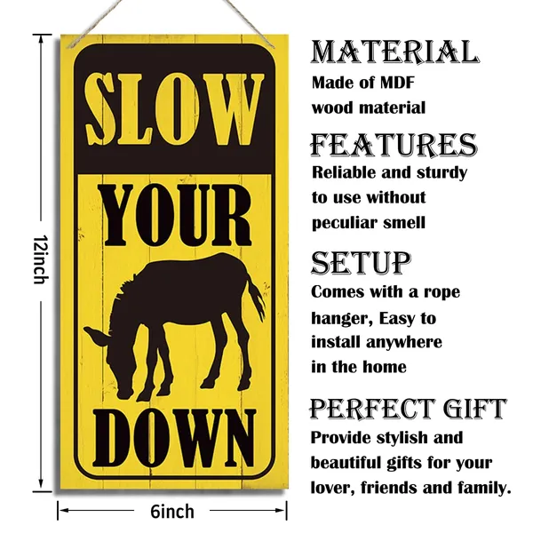 White_Farmhouse_Wood_Signs,_Slow_Your_Donkey_(Ass)_Down_Sign,_Decorative_Wood_Hanging_Wood_Plaque,_Funny_Novelty_Sign_|_For_Bathroom_Restaurants_Kitchen_Garden_Cave_Garage_Office_Bar_Cafes_Wall_Decor