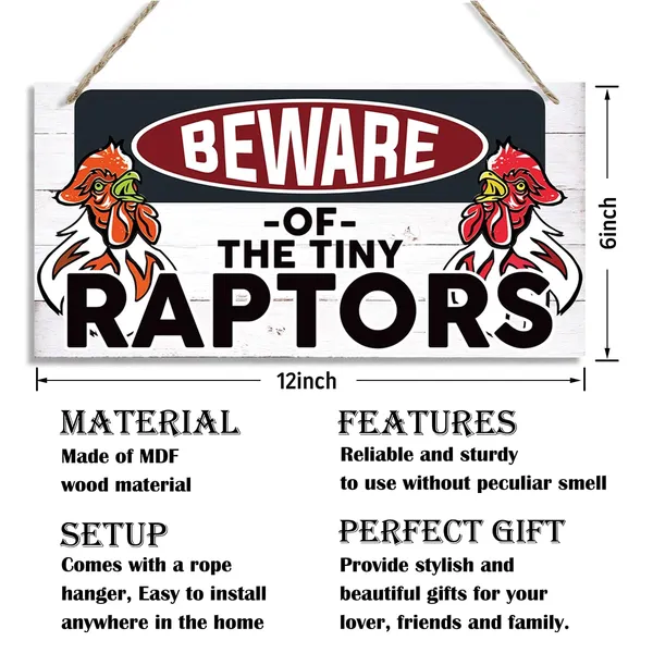 White_Farmhouse_Wood_Sign,_Beware_Of_The_Tiny_Raptors_Sign,_Beware_Of_Chicken_Signs,_Decorative_Wood_Hanging_Wood_Plaque,_Chicken_Farm_Decor,_Wall_Signs_|_For_Farm_Kitchen_Rooster_Hen_House_Decor