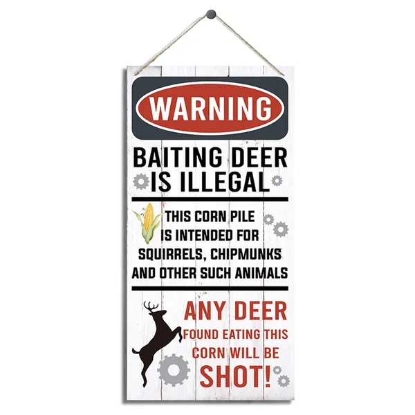 White_Warning_Signs,_Funny_Hunting_Sign_Wall_Decor,_Baiting_Deer_Is_Illegal_Sign,_Decorative_Wood_Hanging_Wood_Plaque,_Man_Cave_Bar_Cabin_Decor,_Pub_Decor,_Farmhouse_Wall_Decor_|_For_Coffee_&_Bar