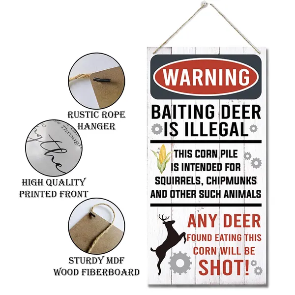 White_Warning_Signs,_Funny_Hunting_Sign_Wall_Decor,_Baiting_Deer_Is_Illegal_Sign,_Decorative_Wood_Hanging_Wood_Plaque,_Man_Cave_Bar_Cabin_Decor,_Pub_Decor,_Farmhouse_Wall_Decor_|_For_Coffee_&_Bar