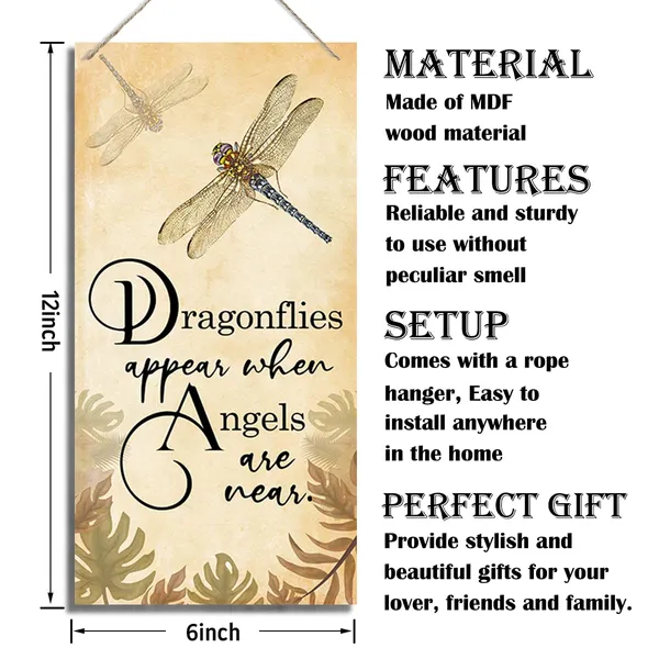White_Dragonflies_Appear_When_Angels_Are_Near_Sign,_Rustic_Wood_Sign,_Hanging_Printed_Wooden_Plaque_Decor,_Dragonfly_Wall_Quote_Sign,_Novelty_Sign,_Home_Kitchen_Bar_Patio_Porch_Garden_Wall_Decoration