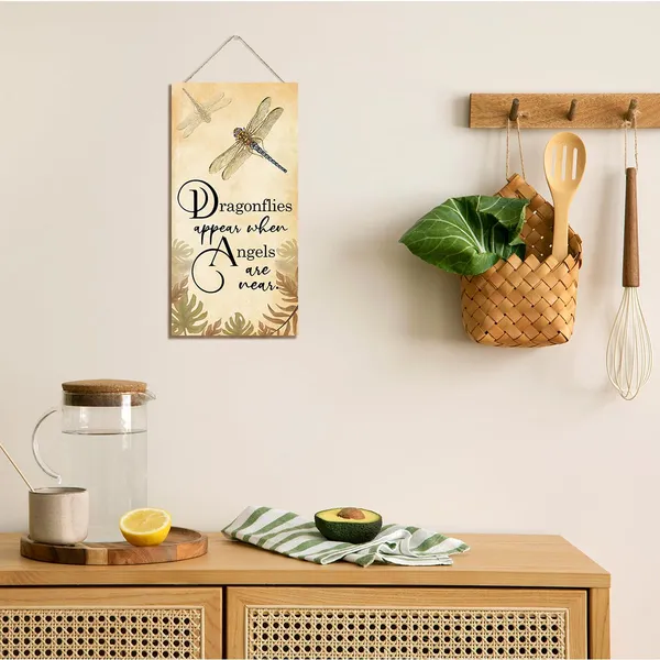 White_Dragonflies_Appear_When_Angels_Are_Near_Sign,_Rustic_Wood_Sign,_Hanging_Printed_Wooden_Plaque_Decor,_Dragonfly_Wall_Quote_Sign,_Novelty_Sign,_Home_Kitchen_Bar_Patio_Porch_Garden_Wall_Decoration