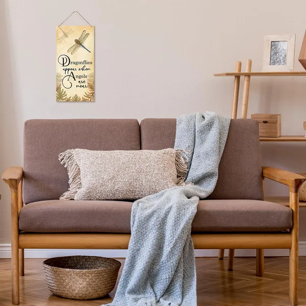 White_Dragonflies_Appear_When_Angels_Are_Near_Sign,_Rustic_Wood_Sign,_Hanging_Printed_Wooden_Plaque_Decor,_Dragonfly_Wall_Quote_Sign,_Novelty_Sign,_Home_Kitchen_Bar_Patio_Porch_Garden_Wall_Decoration