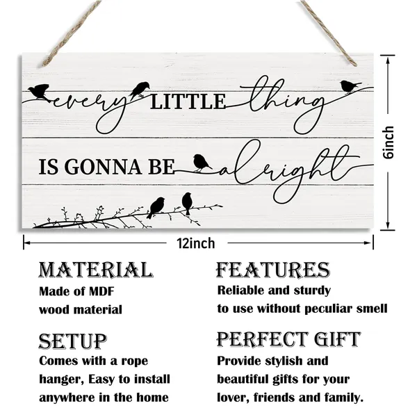 White_Every_Little_Thing_Is_Gonna_Be_Alright_Sign,_Inspirational_Wood_Sign,_Hanging_Printed_Wooden_Plaque_Decor,_Positive_Home_Decor,_Motivational_Office_Decor_Sign,_Farmhouse_Wall_Plaque,_Cheer_Up_Gift