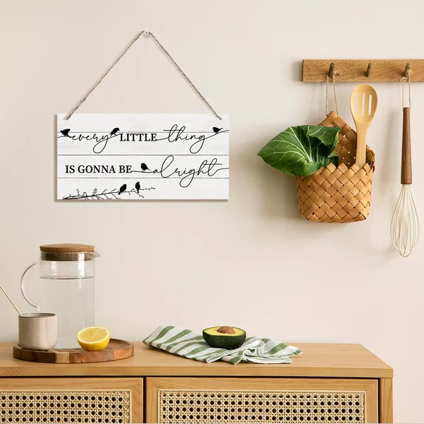 White_Every_Little_Thing_Is_Gonna_Be_Alright_Sign,_Inspirational_Wood_Sign,_Hanging_Printed_Wooden_Plaque_Decor,_Positive_Home_Decor,_Motivational_Office_Decor_Sign,_Farmhouse_Wall_Plaque,_Cheer_Up_Gift