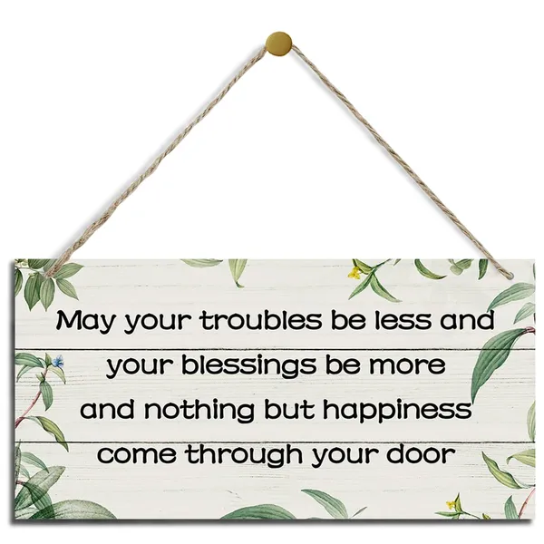 White_May_Your_Troubles_Be_Less_Sign,_Happiness_Wood_Sign,_Hanging_Printed_Wooden_Plaque_Decor,_Farmhouse_Decor_|_For_Front_Door_Porch,_Decorative_Wooden_Wall_Sign,_Rustic_Door_Sign,_Housewarming_Gift