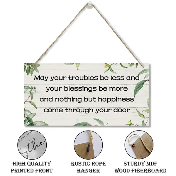 White_May_Your_Troubles_Be_Less_Sign,_Happiness_Wood_Sign,_Hanging_Printed_Wooden_Plaque_Decor,_Farmhouse_Decor_|_For_Front_Door_Porch,_Decorative_Wooden_Wall_Sign,_Rustic_Door_Sign,_Housewarming_Gift