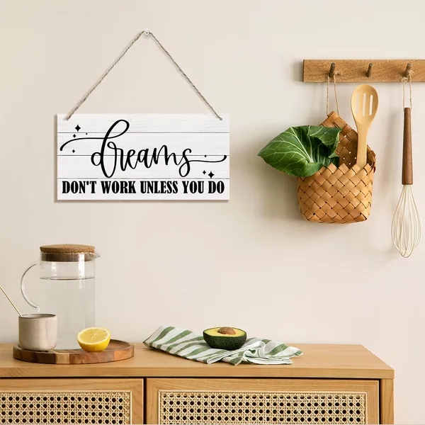 White_Dreams_Don'T_Work_Unless_You_Do_Sign,_Inspirational_Wood_Sign,_Hanging_Printed_Wooden_Plaque_Decor,_Dream_Quotes_Wall_Plaque,_Motivational_Home_Decor,_Office_Wall_Decor,_Classroom_Decor