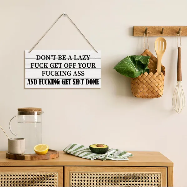 White_Do_Not_Be_A_Lazy_Sign,_Inspirational_Wood_Sign,_Hanging_Printed_Wooden_Plaque_Decor,_Rude_Humor_Decor_Sign,_Work_Decor,_Home_Office_Decor,_Funny_Office_Wall_Sign,_Cubicle_Decor_|_For_Wall