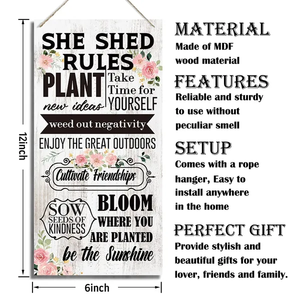 Multicolor_Inspirational_Wood_Sign,_She_Shed_Rules_Plant_New_Ideas_Sign,_Girls_Room_Decor,_Bedroom_Wall_Decor,_Office_Decor,_Decorative_Wood_Hanging_Wood_Plaque,_Encouragement_Gift_|_For_Her_Women_Friends