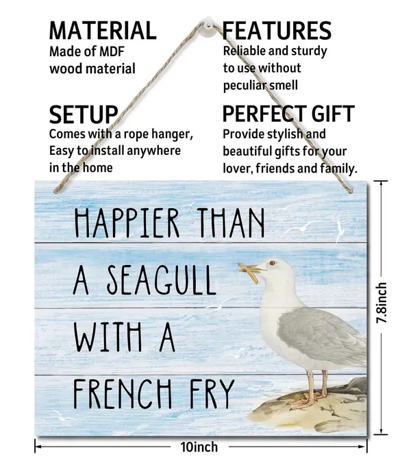 White_Happier_Than_A_Seagull_With_A_French_Fry_Decor_Sign,_Hanging_Printed_Wall_Plaque_Wood_Signs,_Homedecor_Gift,_Rustic_Farmhouse_Decorations_|_For_The_Home_10X7.8Inch