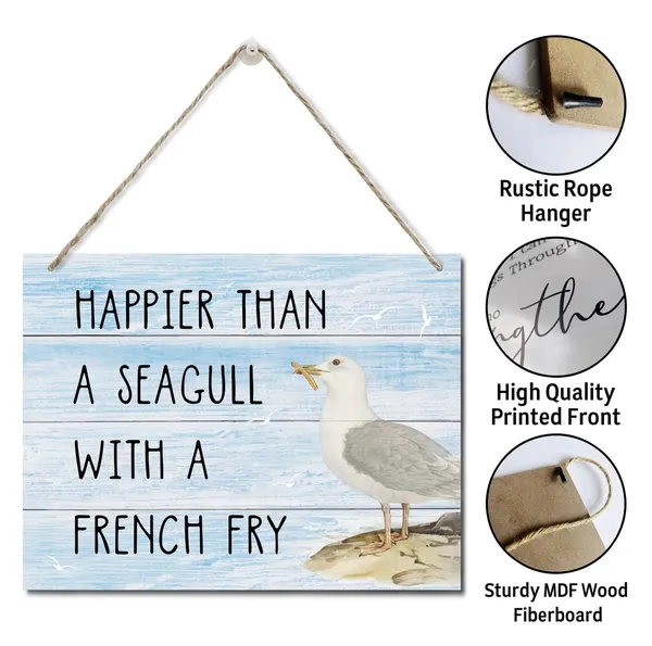 White_Happier_Than_A_Seagull_With_A_French_Fry_Decor_Sign,_Hanging_Printed_Wall_Plaque_Wood_Signs,_Homedecor_Gift,_Rustic_Farmhouse_Decorations_|_For_The_Home_10X7.8Inch