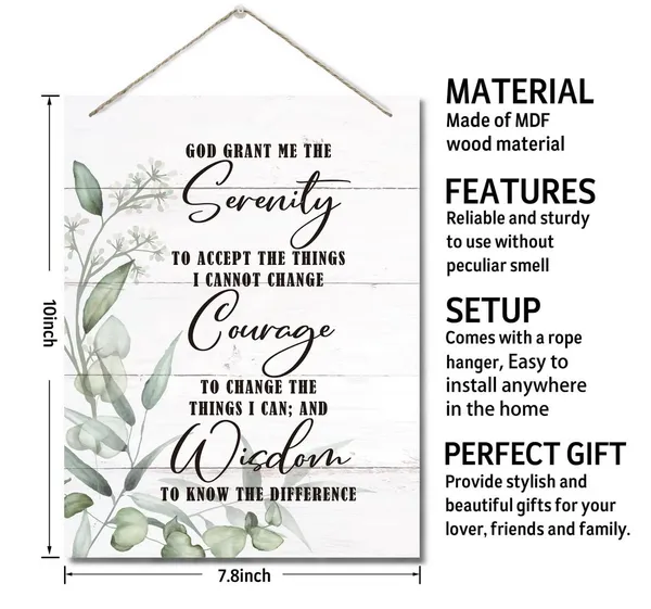 White_Serenity_Prayer_Inspirational_Quote_Wall_Art_Decor_Sign,_God_Grant_Me_The_Serenity,_Hanging_Printed_Wall_Plaque_Wood_Signs,_Christian_Scripture_Decor_|_For_Living_Room_Bedroom_Home_Decor_10X7.8Inch