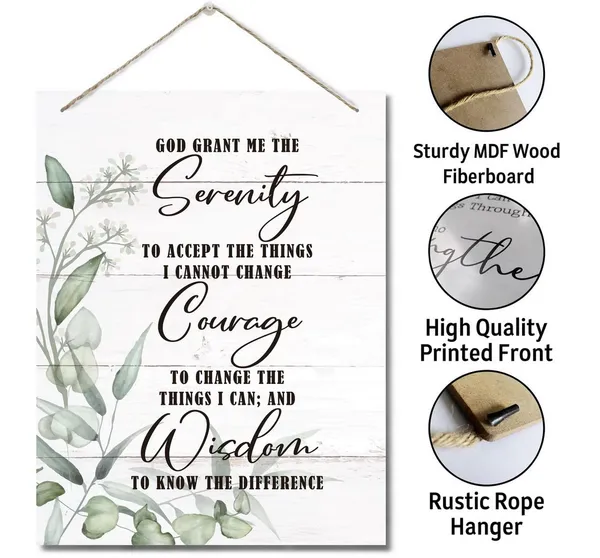 White_Serenity_Prayer_Inspirational_Quote_Wall_Art_Decor_Sign,_God_Grant_Me_The_Serenity,_Hanging_Printed_Wall_Plaque_Wood_Signs,_Christian_Scripture_Decor_|_For_Living_Room_Bedroom_Home_Decor_10X7.8Inch
