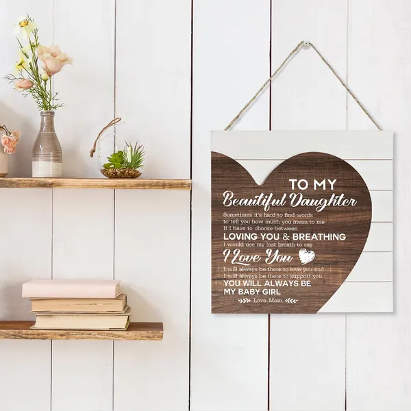 White_Gift_|_For_My_Beautiful_Daughter,_Wooden_Plaque_Heart_Sign,_Daughter_Room_Wall_Decor,_Daughter_Birthday_Graduation_Gift_From_Dad_Mom,_Heart_Shaped_Plaque_Gift_With_Sentimental_Saying_To_Daughter