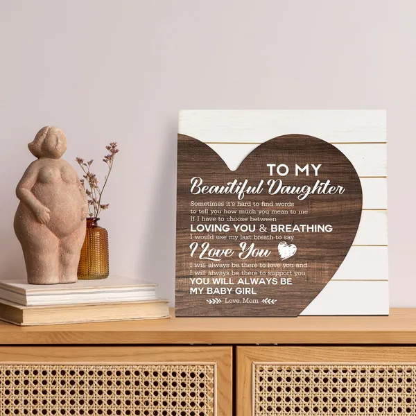 White_Gift_|_For_My_Beautiful_Daughter,_Wooden_Plaque_Heart_Sign,_Daughter_Room_Wall_Decor,_Daughter_Birthday_Graduation_Gift_From_Dad_Mom,_Heart_Shaped_Plaque_Gift_With_Sentimental_Saying_To_Daughter