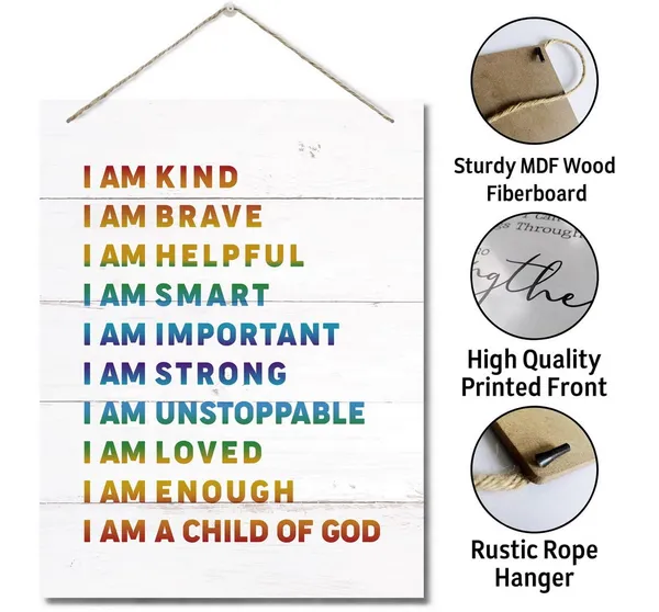 Multicolor_I_Am_Kind_I_Am_A_Child_Of_God_Inspirational_Quote_Decor_Sign,_Kids_Affirmation_Wall_Art_Decor,_Hanging_Printed_Wall_Plaque_Wood_Signs,_Nursery,_Kid'S_Room_Decor,_Education_|_For_Children_10X7.8Inch