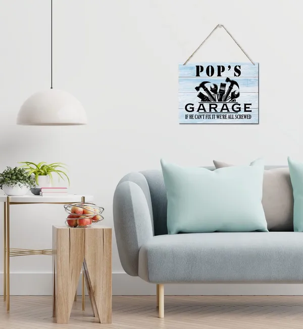 White_Rustic_"Pop'S_Garage_If_He_Can'T_Fix_It_We'Re_All_Screwed"_Wood_Sign,_Hanging_Printed_Wall_Plaque_Wood_Signs,_Farmhouse_Decor,_Home_Decor,_Dad_Gift_Garage,_Father'S_Day_Gift_|_For_Grandpa_10_X_7.8_Inch
