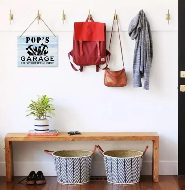 White_Rustic_"Pop'S_Garage_If_He_Can'T_Fix_It_We'Re_All_Screwed"_Wood_Sign,_Hanging_Printed_Wall_Plaque_Wood_Signs,_Farmhouse_Decor,_Home_Decor,_Dad_Gift_Garage,_Father'S_Day_Gift_|_For_Grandpa_10_X_7.8_Inch
