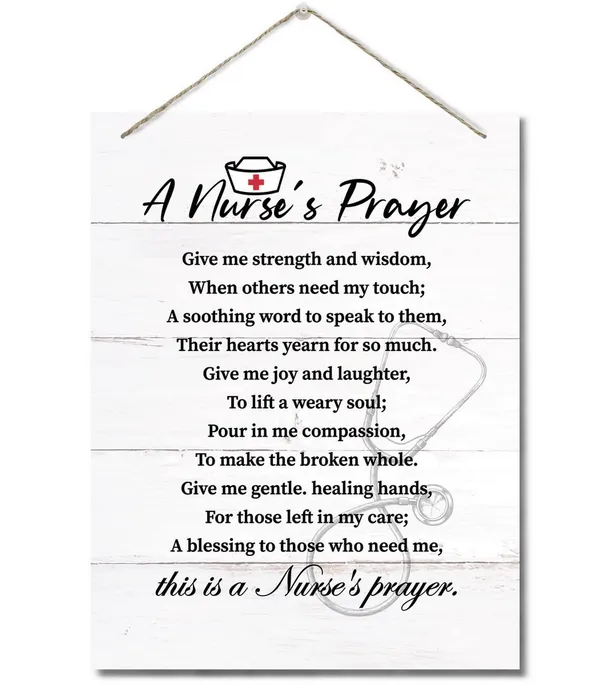 White_A_Nurse'S_Prayer_Inspirational_Decor_Sign,_Nurse_Gifts_Wall_Decor,_Hanging_Printed_Wall_Plaque_Wood_Signs,_Home_Or_Office_Decor,_Nurse_Gift_|_For_Appreciation/Practitioner/Graduation/School_10X7.8In