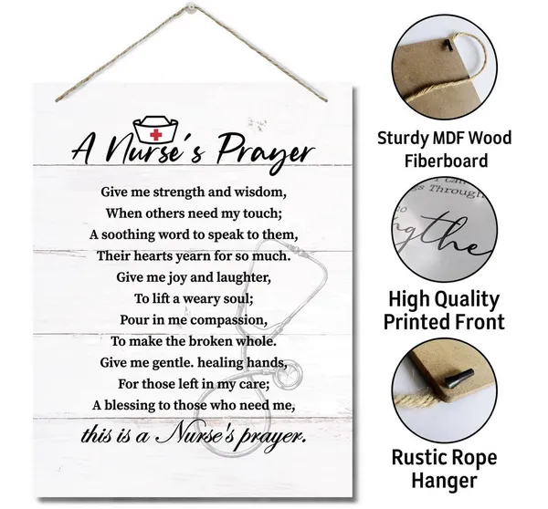 White_A_Nurse'S_Prayer_Inspirational_Decor_Sign,_Nurse_Gifts_Wall_Decor,_Hanging_Printed_Wall_Plaque_Wood_Signs,_Home_Or_Office_Decor,_Nurse_Gift_|_For_Appreciation/Practitioner/Graduation/School_10X7.8In