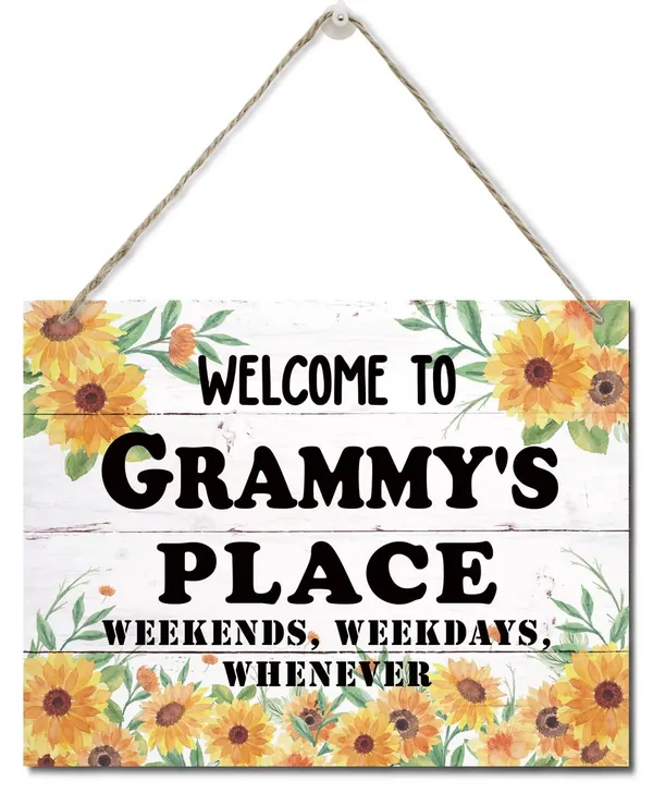 Multicolor_Rustic_Welcome_To_Grammy'S_Place_Weekends,_Weekdays,_Whenever_Wall_Art_Sign,_Hanging_Printed_Wall_Plaque_Wood_Signs,_Farmhouse_Decor,_Sunflower_Sign,_Mother'S_Day_Gift_|_For_Grandma_10_X_7.8_Inch