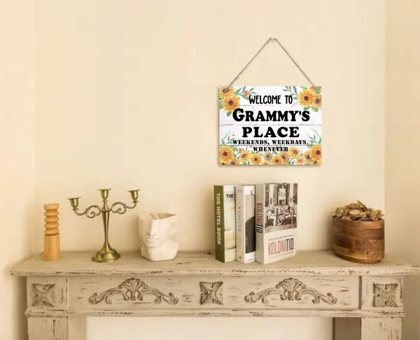 Multicolor_Rustic_Welcome_To_Grammy'S_Place_Weekends,_Weekdays,_Whenever_Wall_Art_Sign,_Hanging_Printed_Wall_Plaque_Wood_Signs,_Farmhouse_Decor,_Sunflower_Sign,_Mother'S_Day_Gift_|_For_Grandma_10_X_7.8_Inch