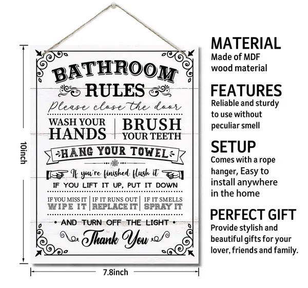 White_Bathroom_Rules_Decor_Sign,_Funny_Rustic_Bathroom_Rules_Prints_Signs,_Bathroom_Laundry_Room_Decor,_Hanging_Printed_Wall_Plaque_Wood_Signs,_Rustic_Farmhouse_Decorations_|_For_The_Bathroom_10X7.8Inch