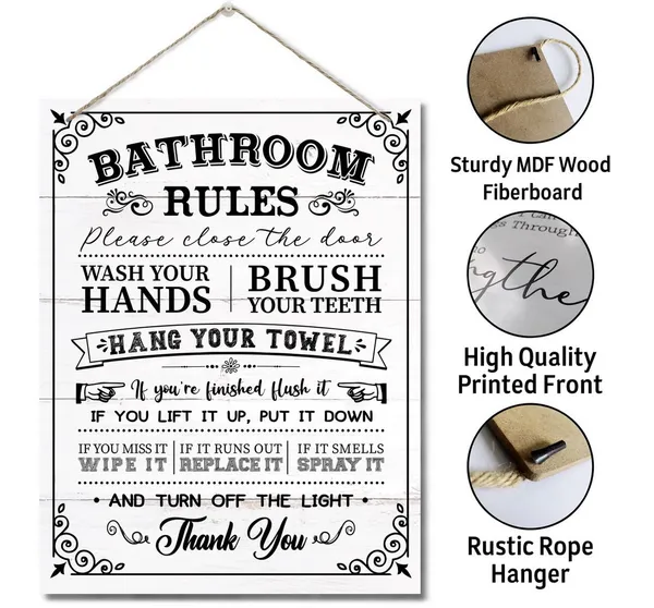 White_Bathroom_Rules_Decor_Sign,_Funny_Rustic_Bathroom_Rules_Prints_Signs,_Bathroom_Laundry_Room_Decor,_Hanging_Printed_Wall_Plaque_Wood_Signs,_Rustic_Farmhouse_Decorations_|_For_The_Bathroom_10X7.8Inch