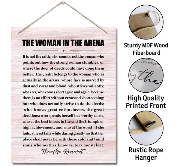 White_Inspirational_Wood_Art_Signs,_Theodore_Roosevelt-_The_Woman_In_The_Arena_Motivational_Wall_Art_Sign,_Hanging_Printed_Wall_Plaque_Wood_Signs,_Gift_|_For_Home_Office_Women_Teens_Entrepreneur_10X_7.8_Inch