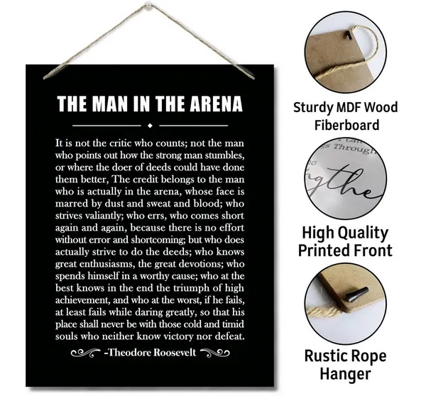 White_The_Man_In_The_Arena_Decor_Sign,_Theodore_Roosevelt_Inspirational_Quote,_Hanging_Printed_Wall_Plaque_Wood_Signs,_Office_Wall_Art_Decor,_Inspirational_Gift_|_For_Men_Boys_Teens_Entrepreneur_10X7.8Inch