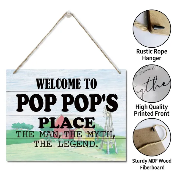 White_Rustic_Welcome_To_Pop_Pop'S_Place_The_Man,_The_Myth,_The_Legend_Wall_Art_Sign,_Hanging_Printed_Wall_Plaque_Wood_Signs,_Farmhouse_Decor,_Home_Decor,_Father'S_Day_Gift_|_For_Grandpa_10_X_7.8_Inch