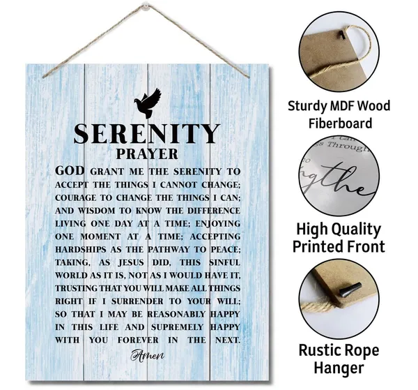 White_Inspirational_Wood_Art_Signs,_Serenity_Prayer-_God_Grant_Me_The_Serenity_To_Accept_The_Things_I_Cannot_Change,_Bible_Verse_Print,_Hanging_Printed_Wall_Plaque_Wood_Signs,_Christian_Gift_10_X_7.8_Inch