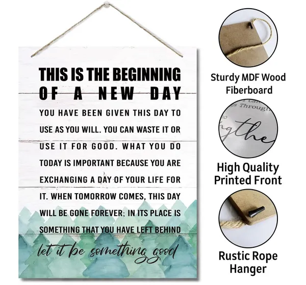 White_Inspirational_Wood_Art_Signs,_This_Is_The_Beginning_Of_A_New_Day_Wall_Art_Sign,_Hanging_Printed_Wall_Plaque_Wood_Signs,_Motivational_|_For_The_Home_Decor,_Gift_|_For_Home_And_Office_Decor_10_X_7.8_Inch