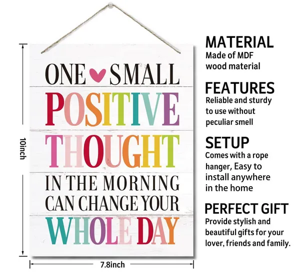 White_One_Small_Positive_Thought_In_The_Morning_Can_Change_Your_Whole_Day_Decor_Sign,_Hanging_Printed_Wall_Plaque_Wood_Signs,_Homedecor_Gift,_Office_Decor,_Motivational_Office_Wooden_Wall_Art_10X7.8Inch